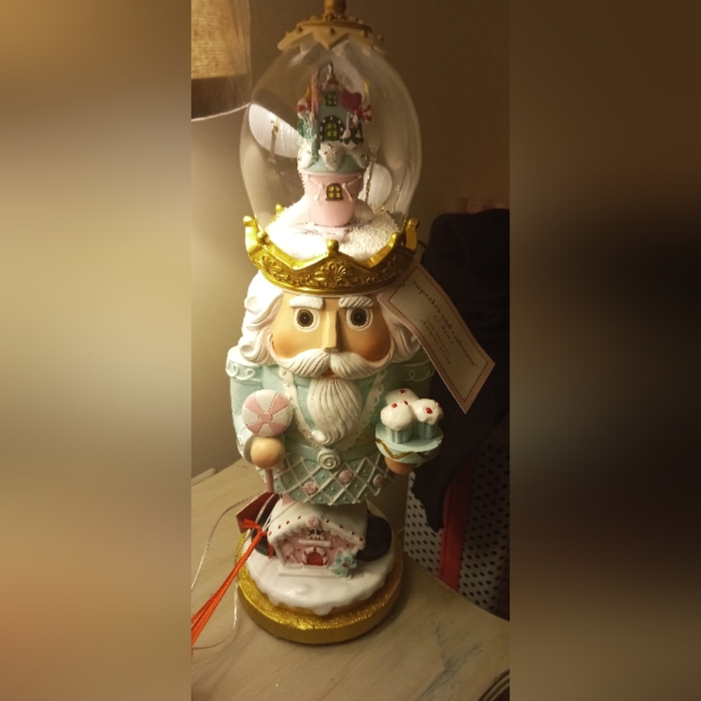 Cupcakes and Cashmere Pastel Nutcracker Spinning/Snowing Musical snow globe